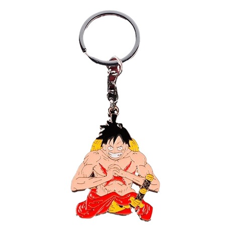 Cartoon Keychains One Piece Straw Hat Skeleton Helmsman Anchor Key Pendant Metal