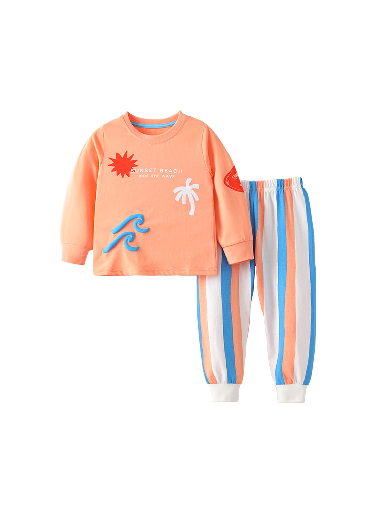 Malwee transfronterizo trajes infantiles de otoño nuevos trajes para el hogar europeos y estadounidenses niños de media edad cuello redondo manga larga guapo conjunto de dos piezas