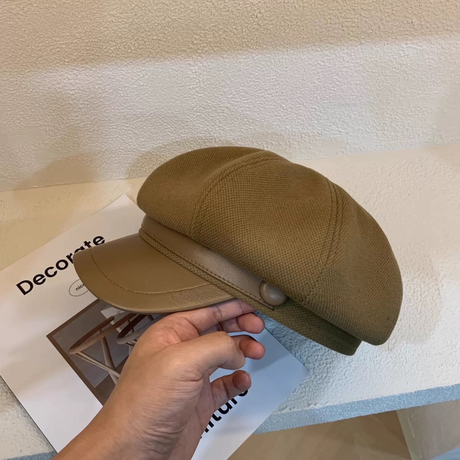 One bean octagonal hat-khaki
