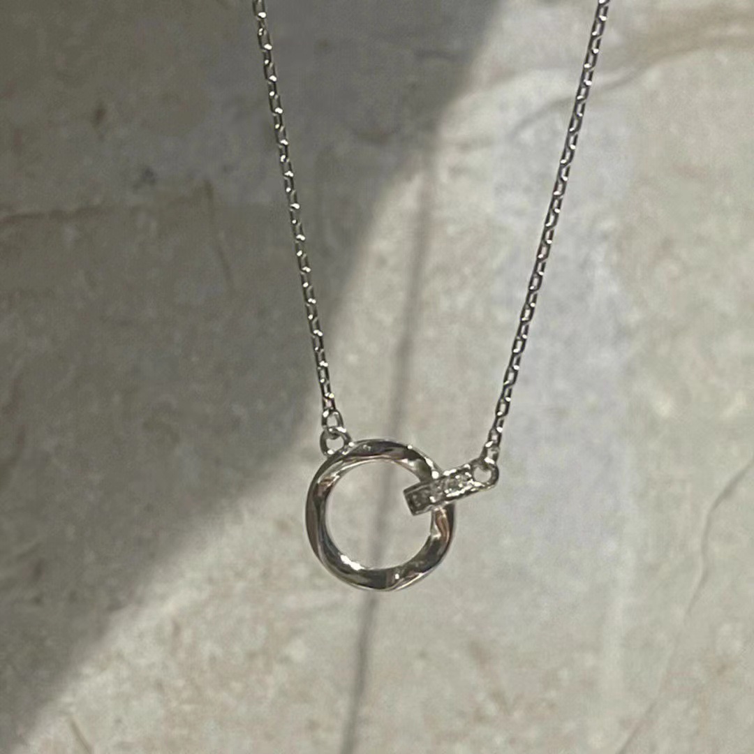 Mobius Circle Collar Mujer 2024 Nuevo estilo Acero de titanio Doble anillo Colgante Pareja Advanced Sense Cadena de clavícula al por mayor