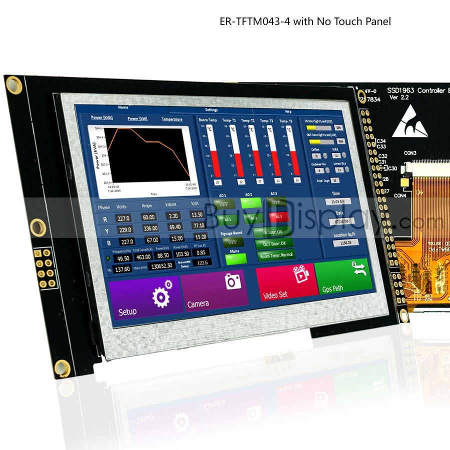 4.3-дюймовый TFT LCD цветной дисплей с контроллером SSD1963/параллельный интерфейс/возможна комплектация сенсорным экраном