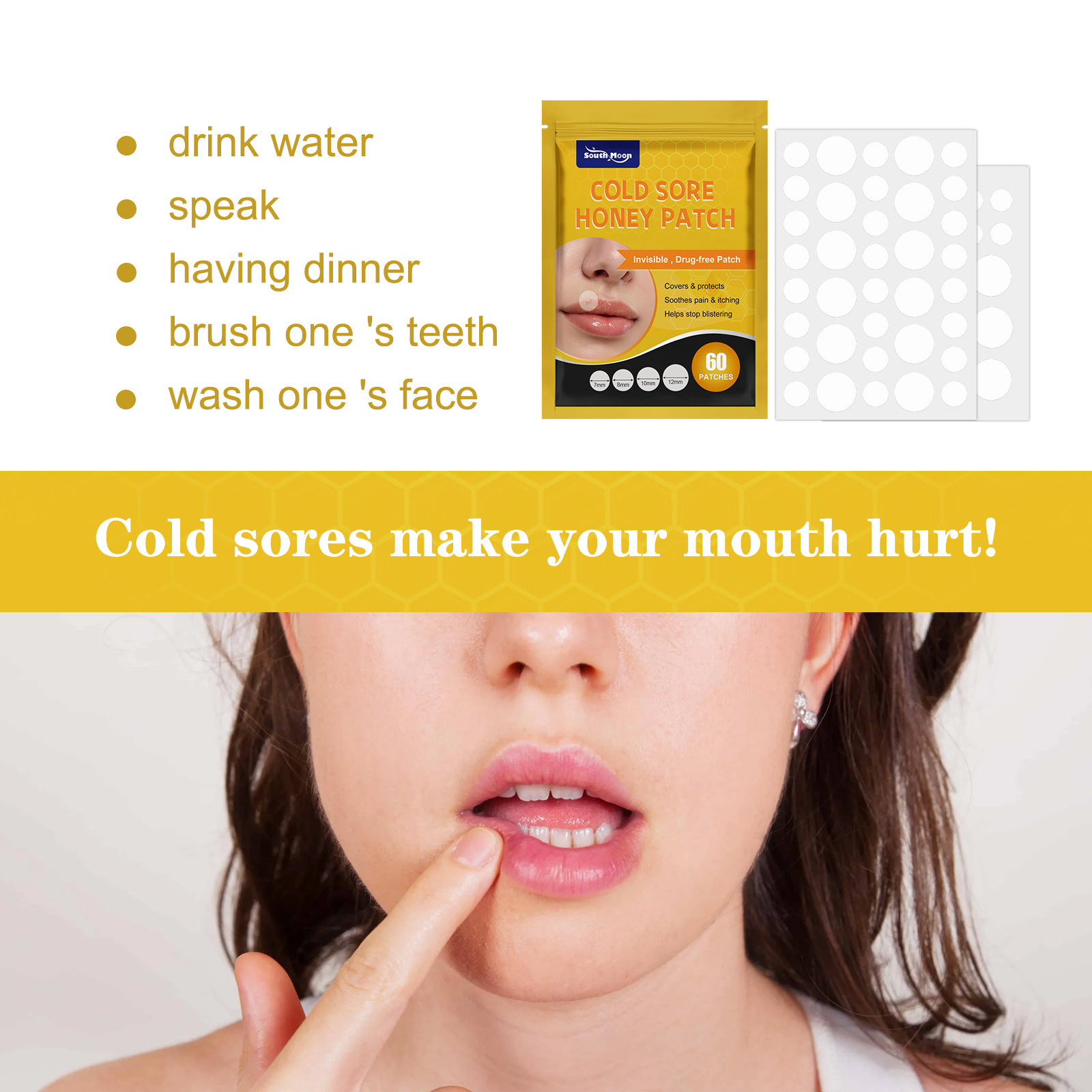South Moon Mouth lindert die Kontraktion von Randpartikeln, Wasserkolloid-Lippenpflege-Blasenpflaster_voghion.com