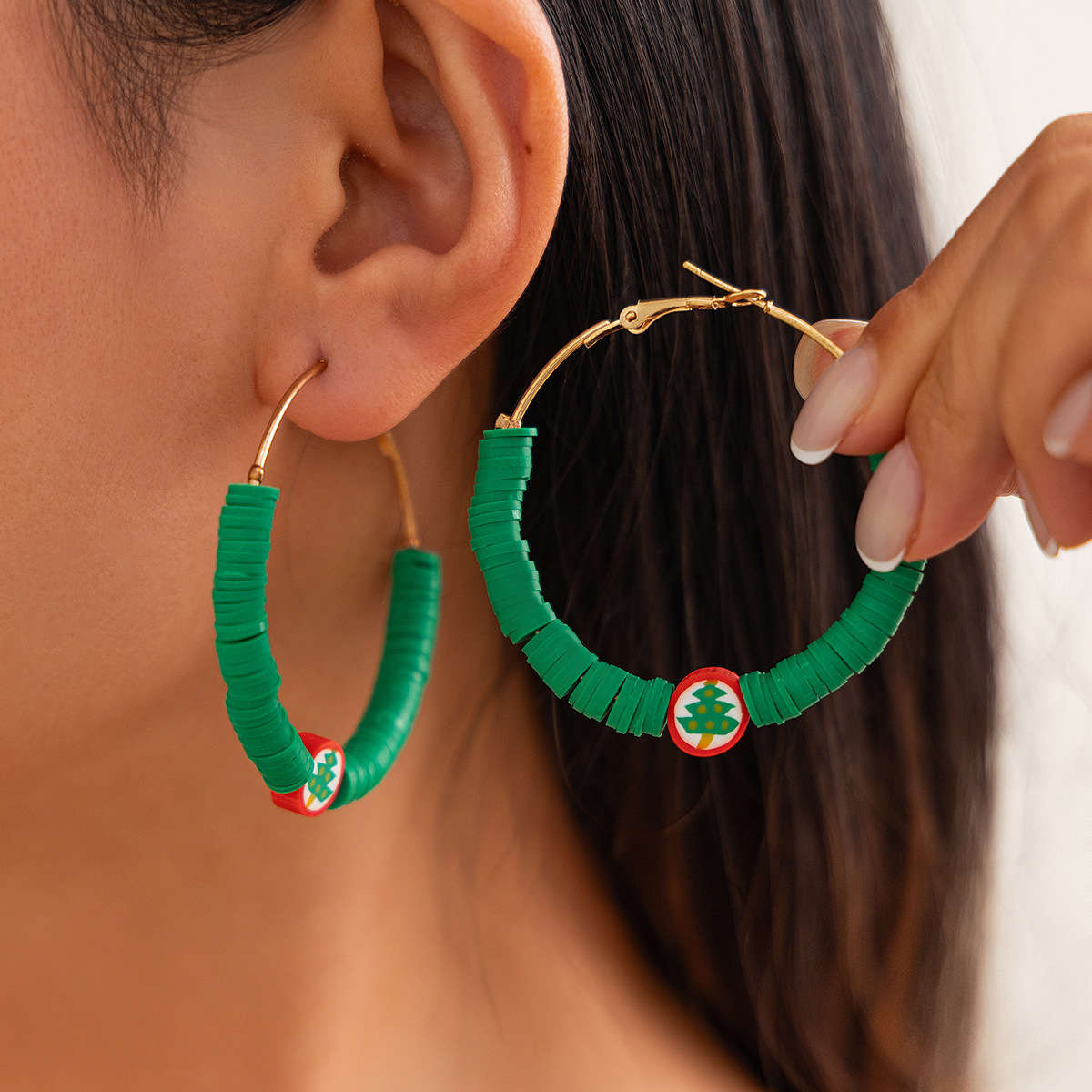 Colorful Soft Ceramic Set With Personalized Hand Drawn Geometric Earrings For Women_voghion.com
