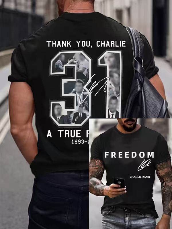 Charlie Kirk自由T恤时尚男/女原宿美学字母3D印花T恤中性高品质|undefined