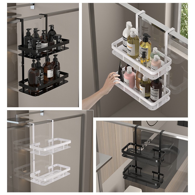 Estantes de baño de nuevo estilo, sin perforaciones, suministros de baño para el hogar, estantes de doble capa, baño multifuncional, almacenamiento de cosas buenas