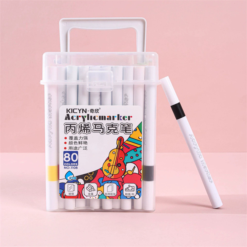 Marcador de acrílico plegable de color para niños graffiti pintura de lápiz de color rápido secado impermeable sin olor conjunto de lápiz de marca