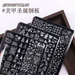 圣诞节美甲印花钢板圣诞树雪花麋鹿美甲转印钢板精致印花指甲模板