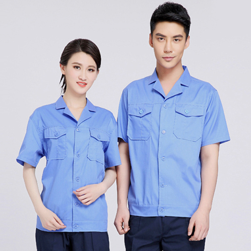 夏の襟折り作業服2023新工場半袖作業服従業員工場服労働保険服メーカー卸売り|undefined