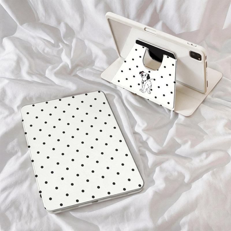Korean-style spotted dog protective case for Apple iPad tablet, air rotating stand, pro cute mini with pen slot Korean-style spotted dog protective case for Apple iPad tablet, air rotating stand, pro cute mini with pen slot
