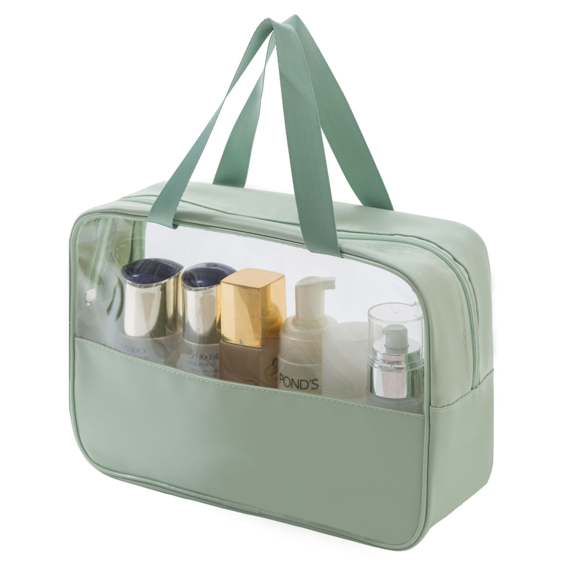 Bolsa de cosméticos portátil de gran capacidad de alto aspecto bolsa de almacenamiento de viaje empalme PU Internet popular bolsa de lavado al por mayor