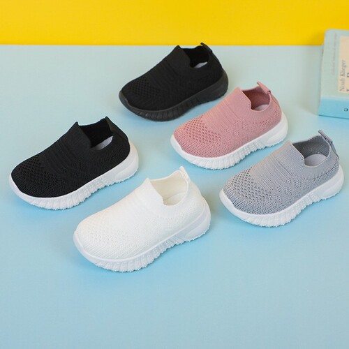 Children's sports shoes, white sneakers for boys and girls, soft sole, slip-on casual shoes, knitted mesh shoes, sizes 22-39