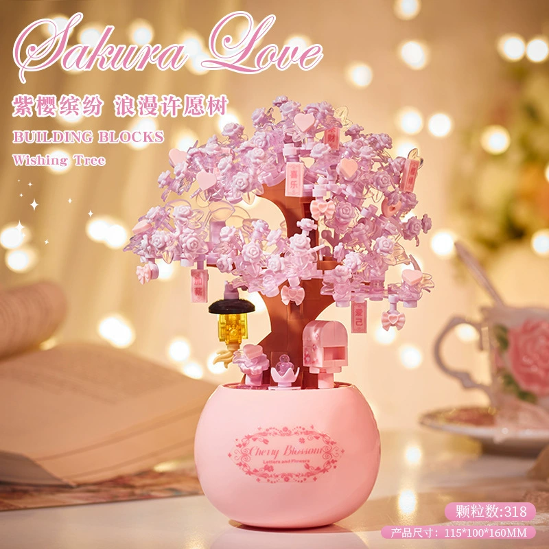Constructor, brainteaser, handle for mother's day, DIY, bouquet, cherry tree, Birthday gift