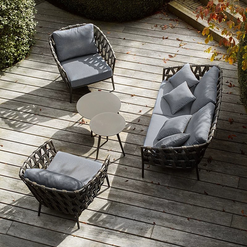 Outdoor rattan sofa set for courtyard and balcony, leisure waterproof rattan chair, garden terrace villa outdoor furniture