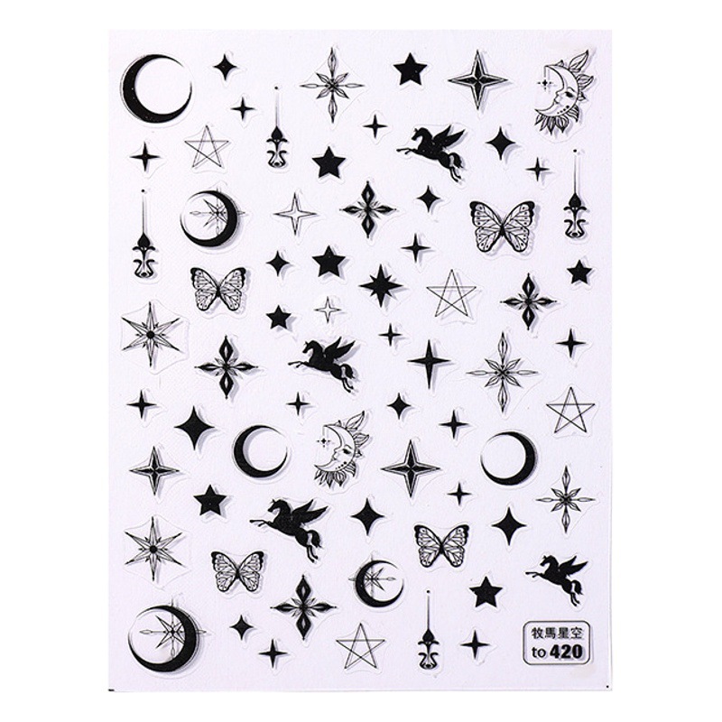 Internet celebridad estilo uñas pegatinas estrella Luna mariposa adivinación serie retro poco estrella parche impermeable uñas pegatinas decorativas