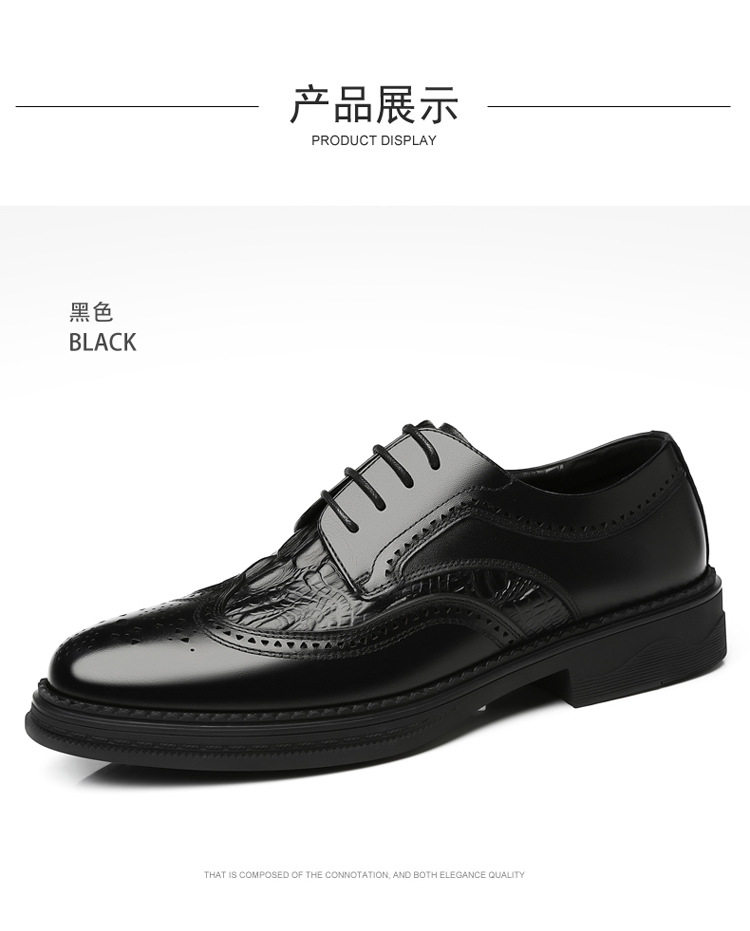 Giày da nam da bò thật kiểu Oxford Brogue Anh, đế thấp, dây buộc, dễ phối đồ công sở và đi tiệc cưới — Màu nâu, Màu đen, Màu đen lót nhung chi tiết 28