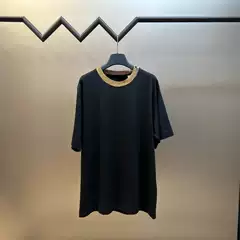 32SS230g cotton check collar breathable soft men's round neck short sleeve T-shirt men tshirt