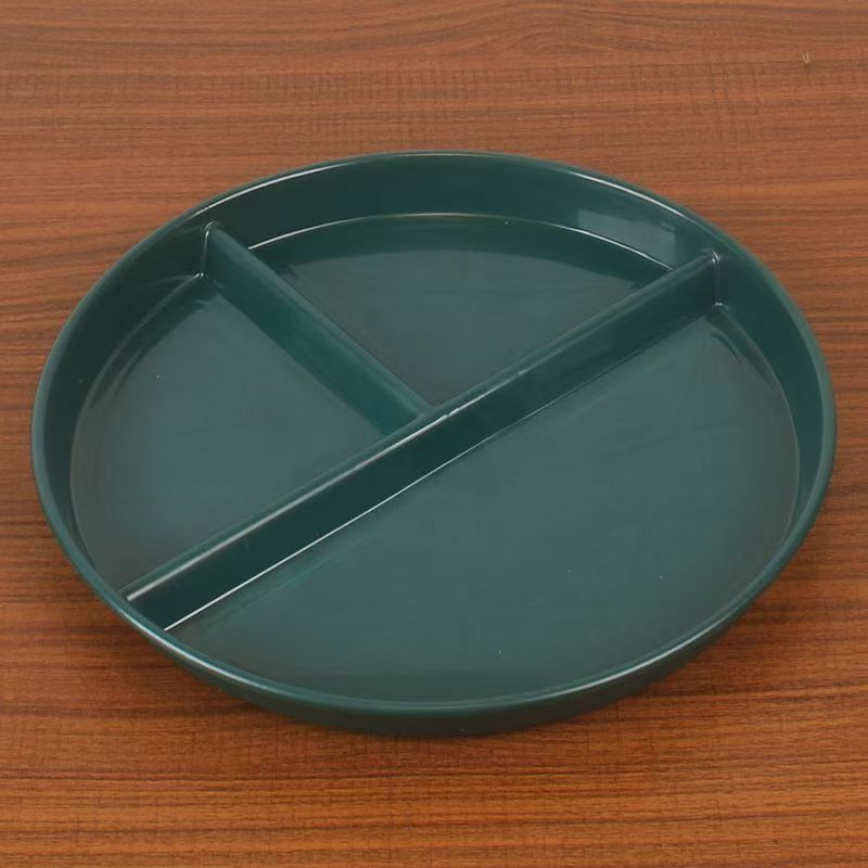 Plato redondo de tres compartimentos para reducir la ingesta de grasas, plato doméstico dividido anticaída de paja de trigo, juego de platos para desayuno Amazon