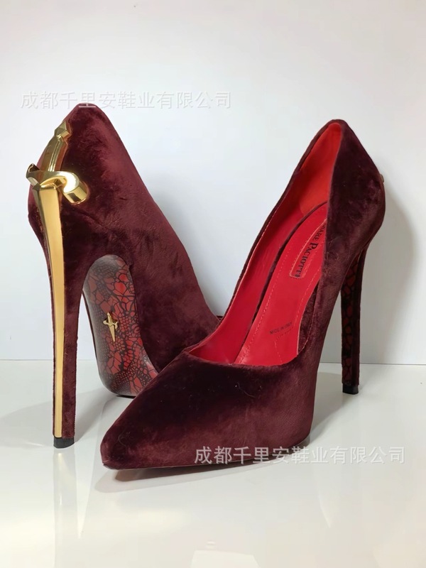 欧美大码真皮高级感走秀款通勤职业高跟鞋女细跟浅口尖头宝剑单鞋|undefined