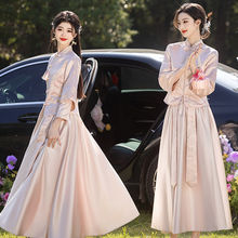 新中式伴娘服秋冬款2024新款长袖姐妹团婚礼服平时可穿