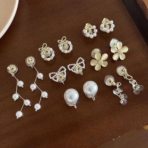 Pearl mosquito coil earring clip for women without ear piercing, high-end, painless, ear-friendly, stylish commuter earrings, wholesale