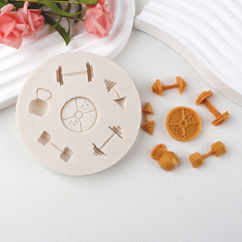 Equipos de gimnasio barra barra barraca disco tiro de plomo molde de silicona molde de decoración de pastel de chocolate horneado