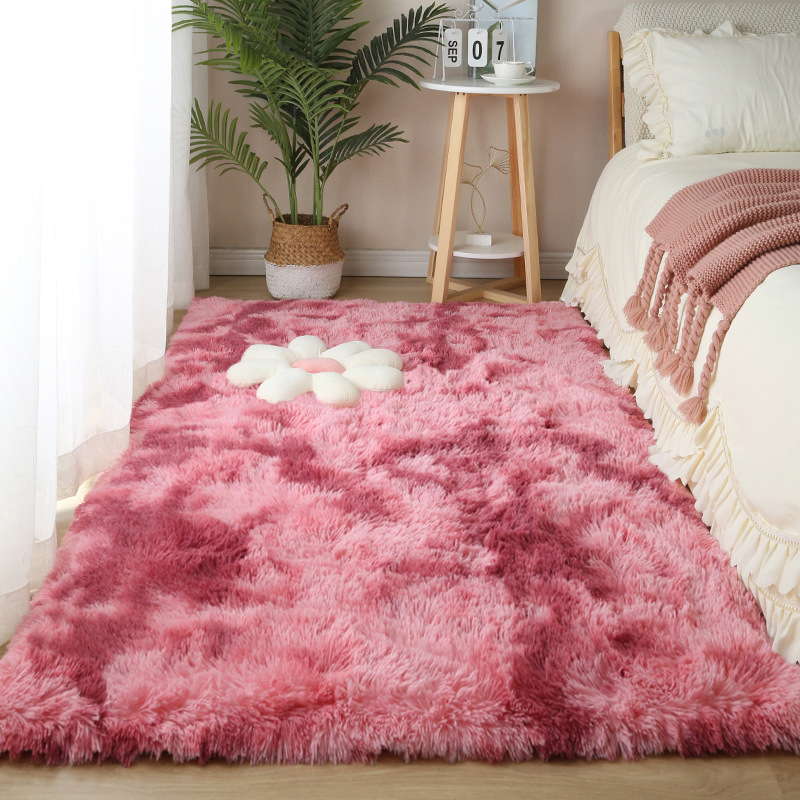 Alfombra mullida para dormitorio – tapete largo junto a la cama o sala, felpa suave, estilo acogedor