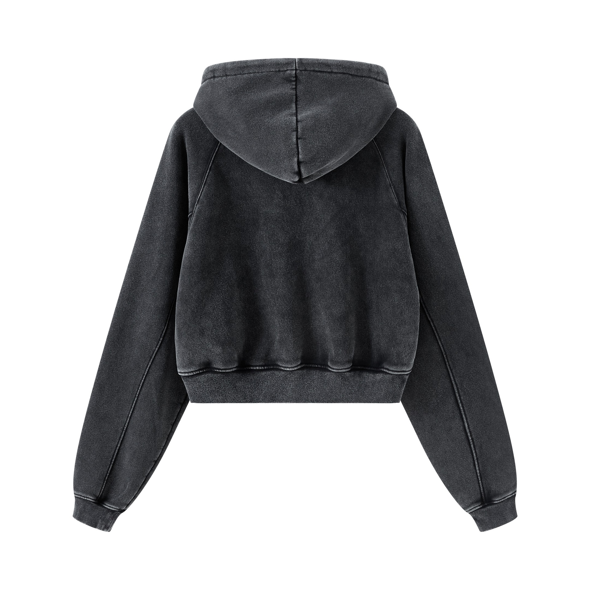 Männerkleeder Hierscht a Wanter Retro gewaschenen Kontrastfaarf Raglan kuerzen Kapuzenpullover_voghion.com