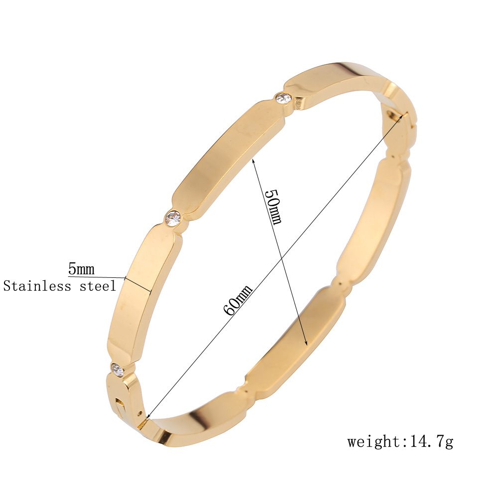 Holiday Occasion Wholesale Basic Solid Color Stainless Steel 18k Gold Plated Zircon Bangle