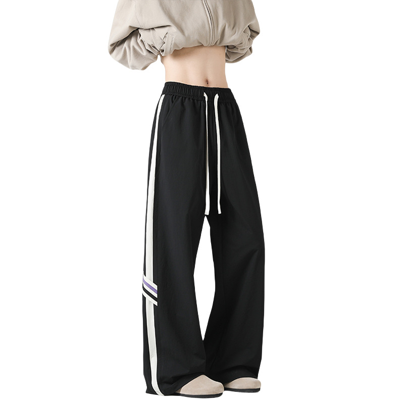 Pantalon rayé style américain pour homme, nouveau modèle printemps-automne 2025, marque tendance, élégant et décontracté, coupe droite ample._voghion.com
