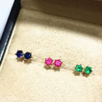 Серьги из необгоревшего сапфира 18 карат, золото au750, серьги с шестью когтями, настоящее золото, изумрудные серьги, главный камень, 35 баллов