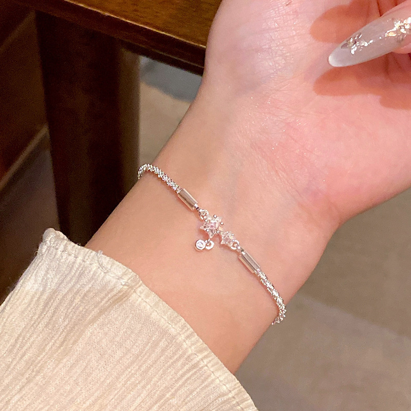 Colorful Moonlight Stone Star Pendant Bracelet Women's Light Luxury Niche Sky Stars Sparkling Bracelet Internet Celebrity Hand Jewelry
