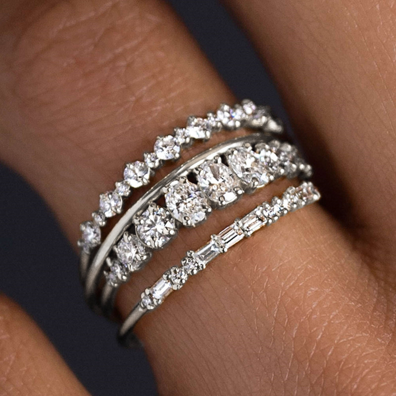 Set di anelli impilabili minimalisti con zirconia da donna_voghion.com