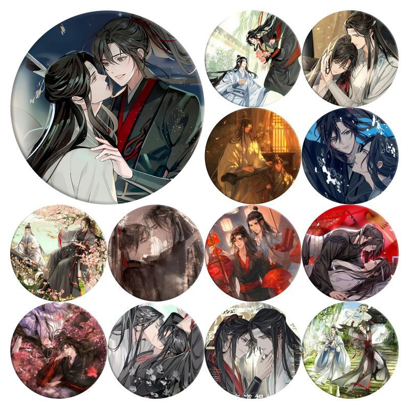 《魔道祖师》动漫人物镜子钥匙扣 胸针胸章 魏无羡 蓝忘机周边