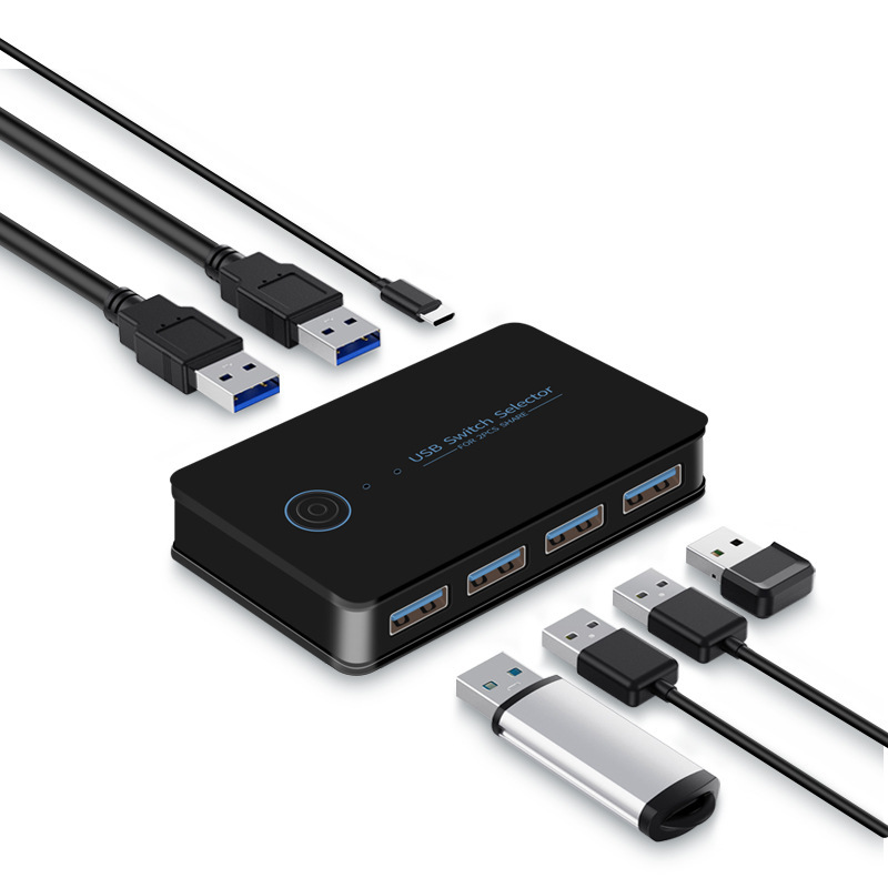 2 in 4 out USB3.0 switch USB extender KVM switch printer U disk USB HUB docking station