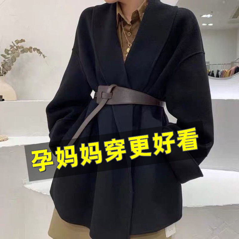 임산부 디자인 니치 슈트 윈드브레이커 재킷 가을 겨울 뚱뚱한 MM 한국 버전 하이엔드 핫맘 중간 길이 코트