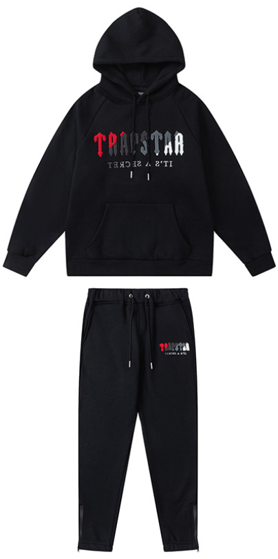 Trapstar Rainbow degradado carta cabeza de tigre bordado con capucha suéter pantalones largos deportes casual traje forrado de lana