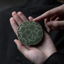 越窑青瓷盖置壶承垫中式手工陶瓷紫砂壶盖托功夫茶具配件沥水托