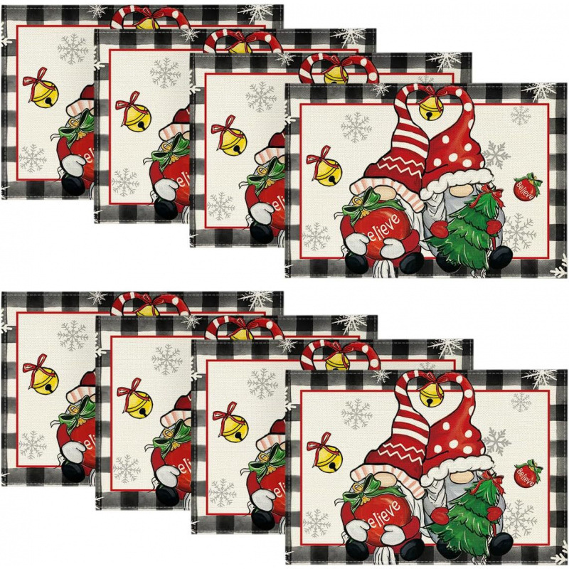Amazonの新しいクリスマスリネンスクエアプレースマット、お祭りの雰囲気、パーティーレイアウト、テーブルクロス、美化コーヒーテーブルテーブルマット|undefined