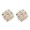 Silver needle, square fashionable trend small earrings from pearl, silver 925 sample, Japanese and Korean