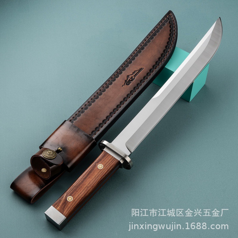 跨境抖音热卖厂家现货龙骨一体直刀户外求生野营求生刀鱼生水果刀|undefined