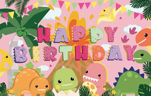 Original Pink Dinosaur Birthday Party Decoration Supplies Dinosaur Flag Cake Card Background Scene Layout