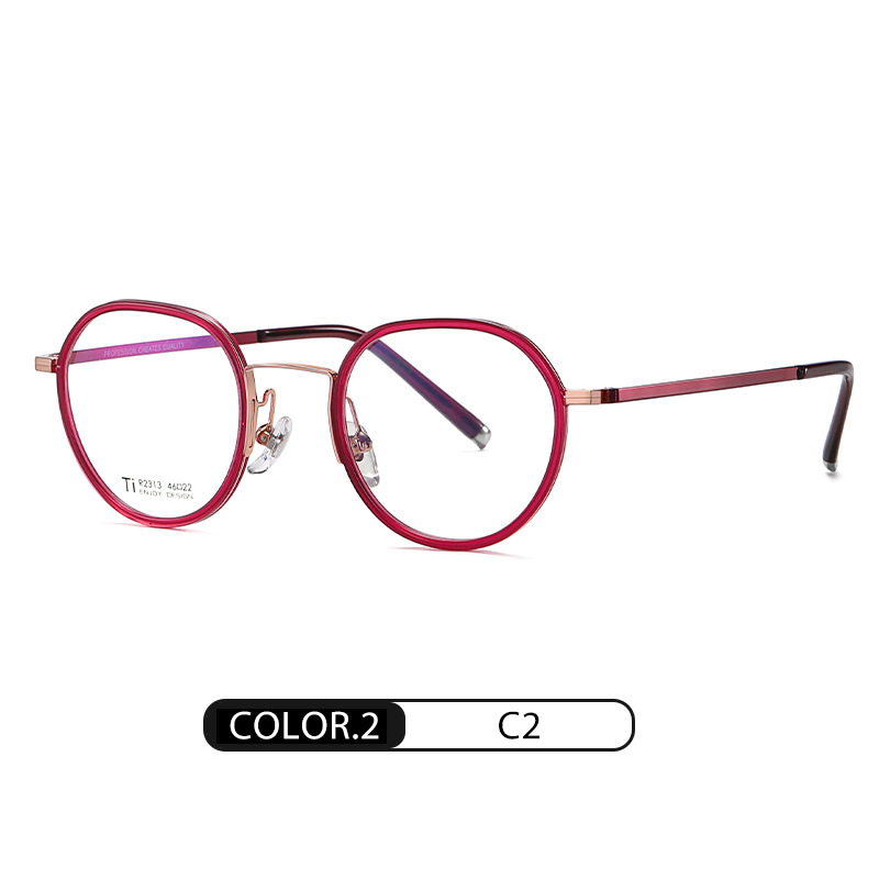 El nuevo marco de gafas de titanio puro del fabricante R2313 anillo de placa marco redondo gafas lisas hombres y mujeres pueden equiparse con marco de gafas de miopía
