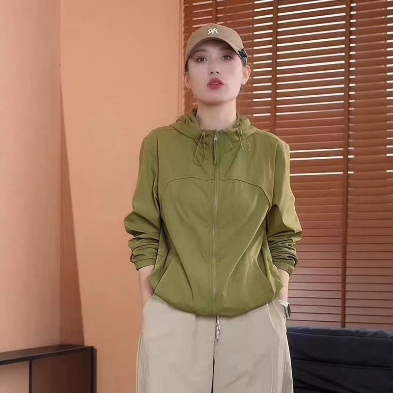 Dropshipping 2026 Summer New Style Solid Color Loose Hooded Zip-Up Casual Versatile Short Jacket