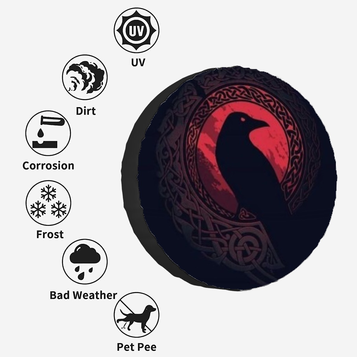 Customized according to your design, POD European and American retro print spare tire cover, universal tire cover for off-road SUVs (no holes) protective cover