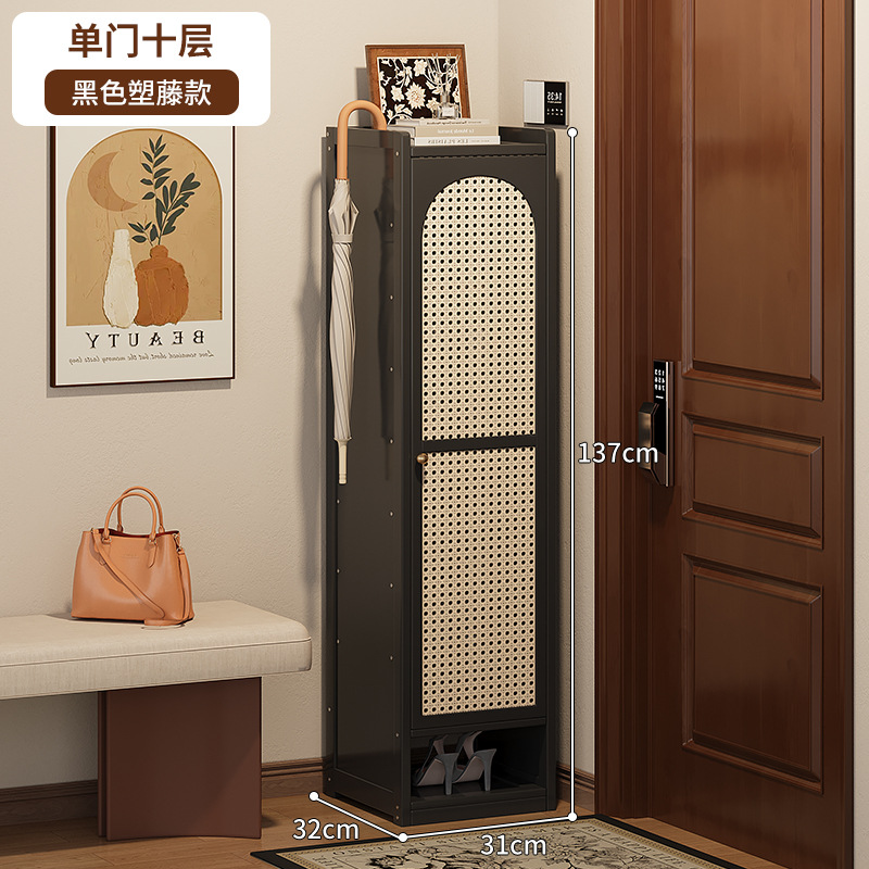 플라스틱 등나무 단일 도어 10겹 검정색