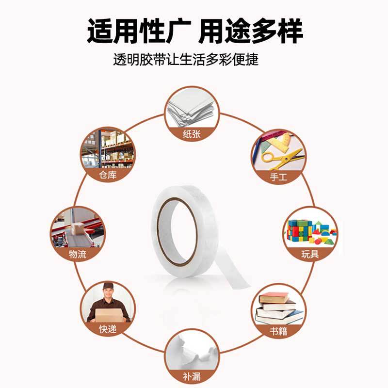 透明狭テープ3センチ2cm幅3.5センチトランペット大巻電気商物流封箱宅配便梱包テープ