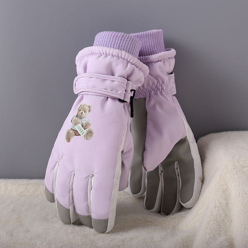 Guantes de esquí de invierno para mujeres calientes a prueba de frío pantalla táctil a prueba de salpicaduras de agua al aire libre a prueba de viento guantes de vello grueso