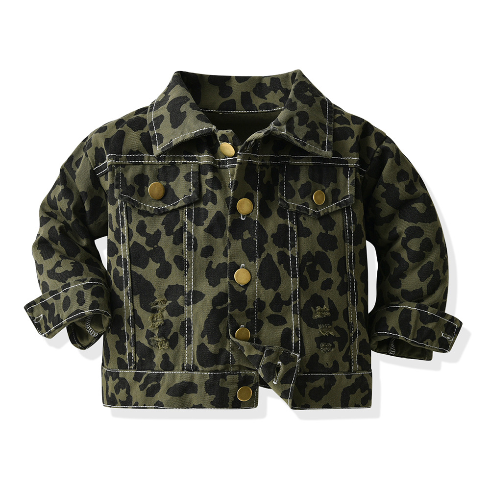 Chaqueta de mezclilla para niños de estilo coreano primavera y otoño nuevos productos de manga larga con solapa estampada de mezclilla corta ropa de exterior top de estilo de moda