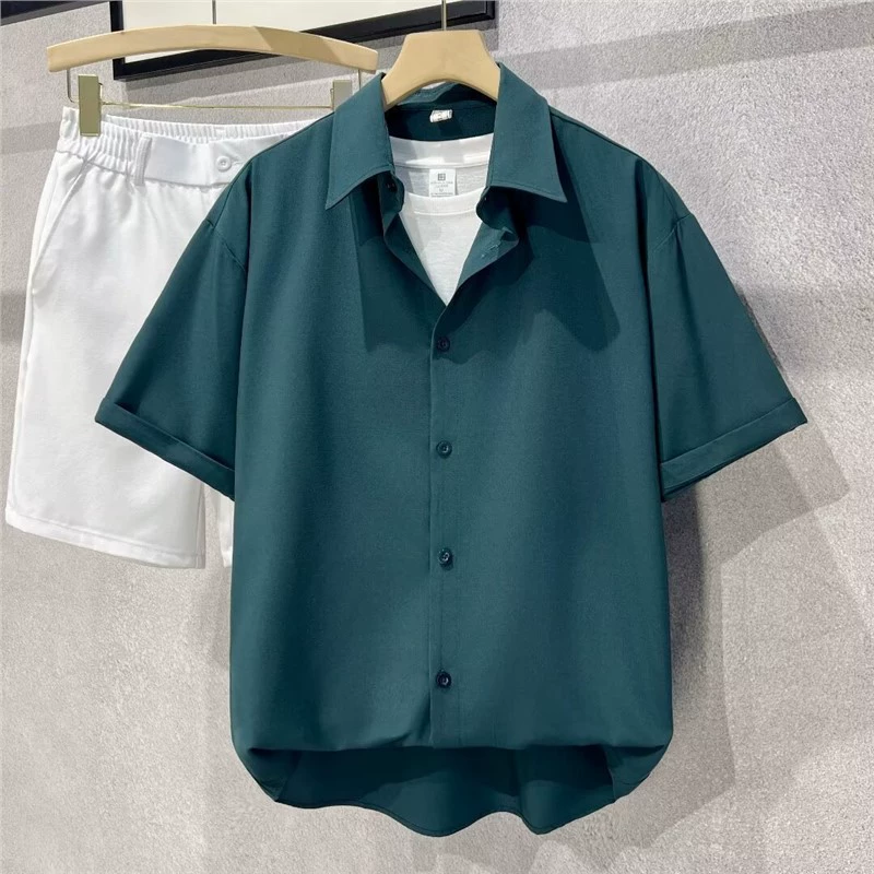 2024 новый стиль рубашки с короткими рукавами для мужчин ins стиль высокого уровня прилив бренд красивый повседневная рубашка для мужчин летом