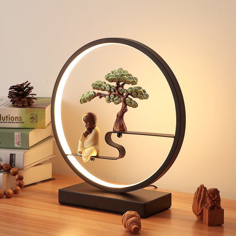 New Chinese Style Table Lamp Bedroom Bedside Lamp Simple Modern Retro Wedding Living Room Study Creative Hotel Zen Table Lamp